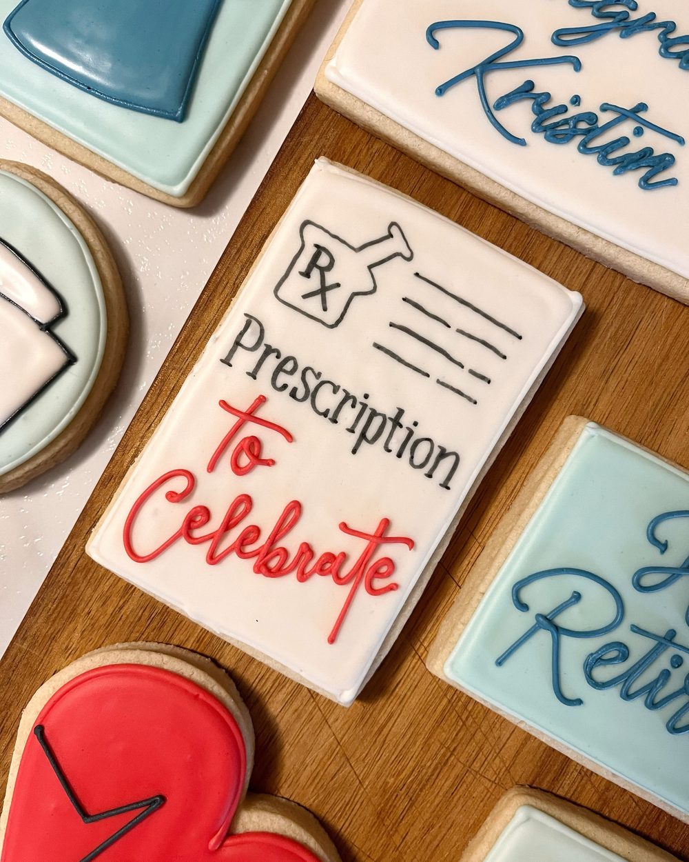 Close-up of a prescription to celebrate cookie